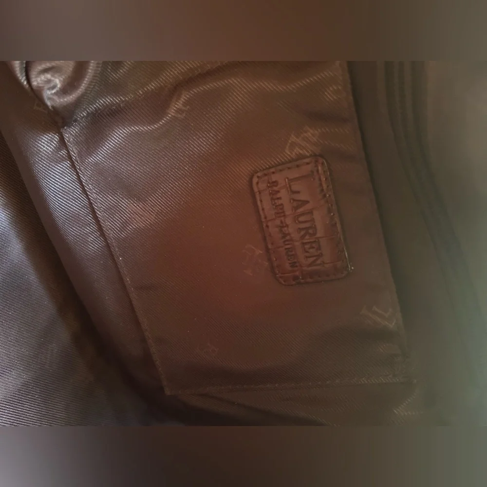 Lauren Ralph Lauren Croc Embossed Leather Shoulder Bag with Gold Hardware - Picture 8 of 8